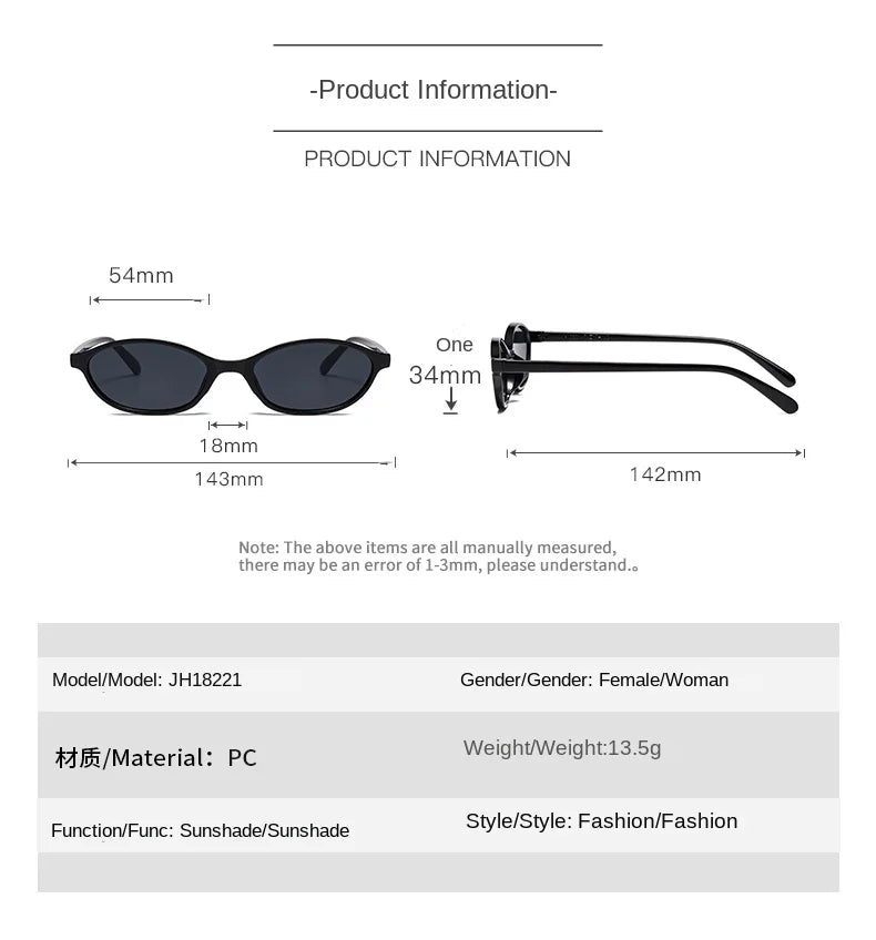 Retro Oval Frame Sunglasses – Fashion Personalized Trendy Small Frame Punk Cat Eye Sunshade Sun Protection Glasses