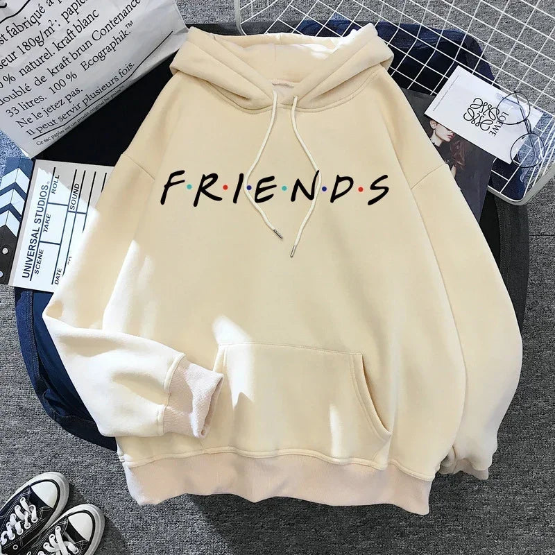 Friends TV Show Hoodie for Women – Funny Cartoon Graphic Ullzang Vintage Anime Sweatshirt 90s