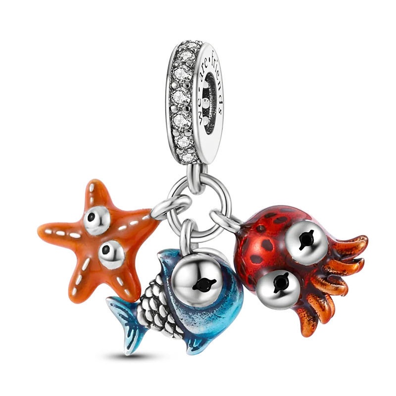 925 Sterling Silver Summer Ocean Collection Charms | Dangle Beads for Women Lover DIY Fine Jewelry Gift
