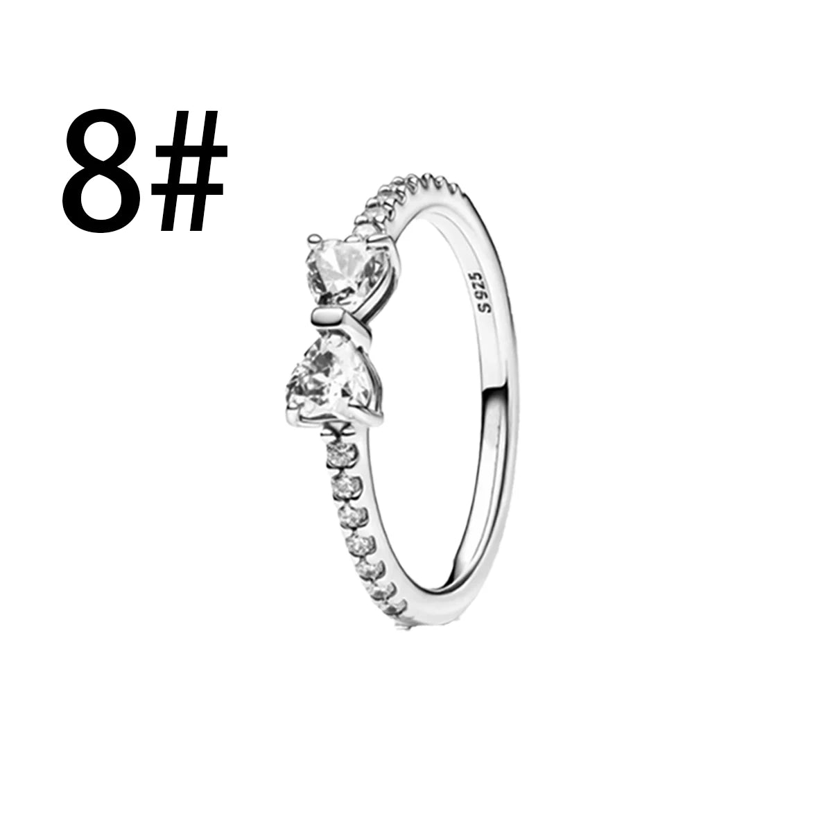 925 Sterling Silver Colorful Bow Necklace Ring Earring Set Crystal Jewelry for Women Gift