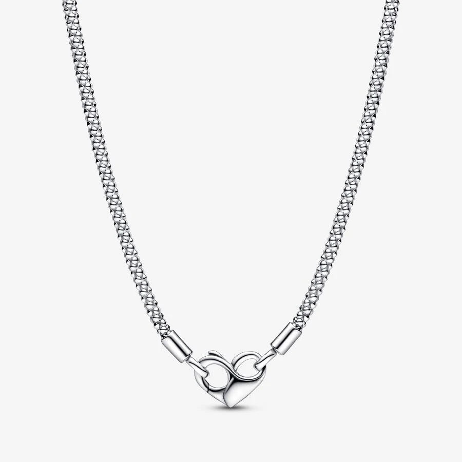 925 Silver Shining Round Double Ring & Heart-Shaped Cuban Tennis Necklace – DIY Charm Jewelry for Women