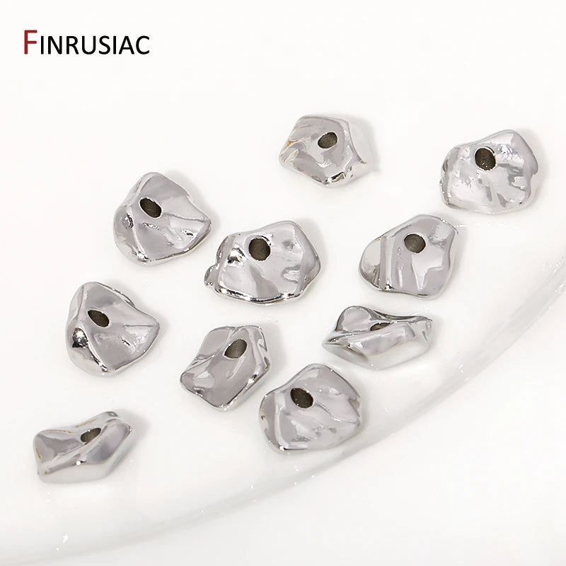 18K Gold Plated Brass Irregular Spacer Beads – 10/20Pcs Loose Bead Separators for DIY Bracelet & Jewelry Making
