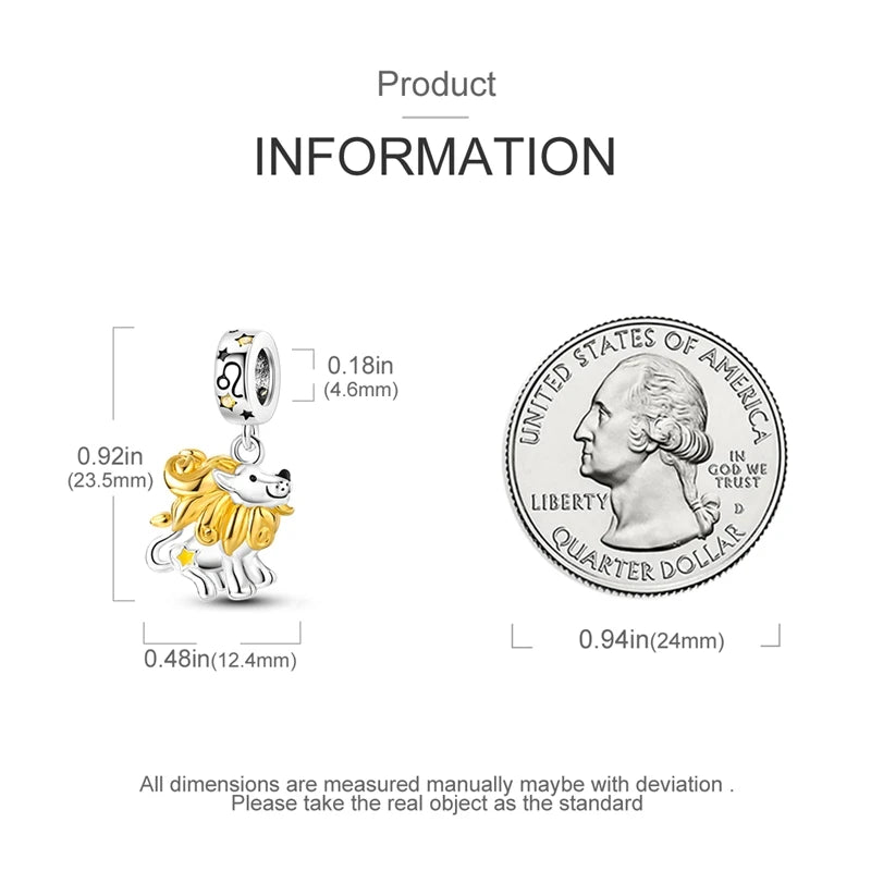 Original 925 Sterling Silver 12 Constellation Luminous Charm | Fits Pandora 3mm Bracelet DIY Jewelry Gift for Women