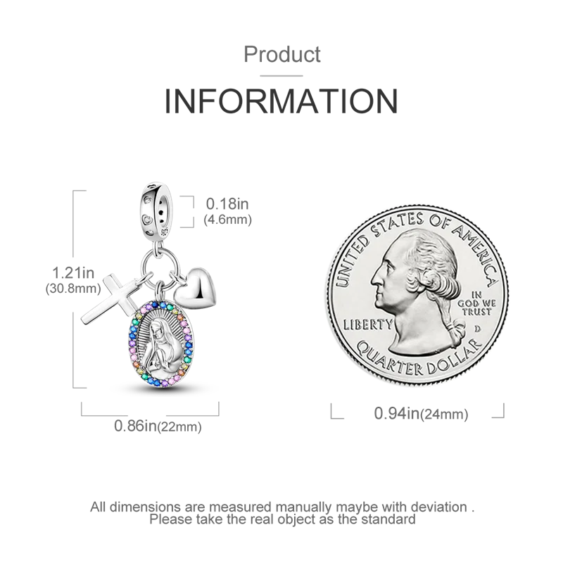 925 Sterling Silver Jesus Religious Symbol Charm Bead | Faith Pendant for Original Bracelet DIY Jewelry Gift