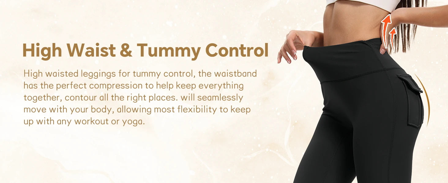 Women’s High Waisted Flared Yoga Pants | Tummy Control Bootcut Leggings with Pockets | Gym & Casual Wear
