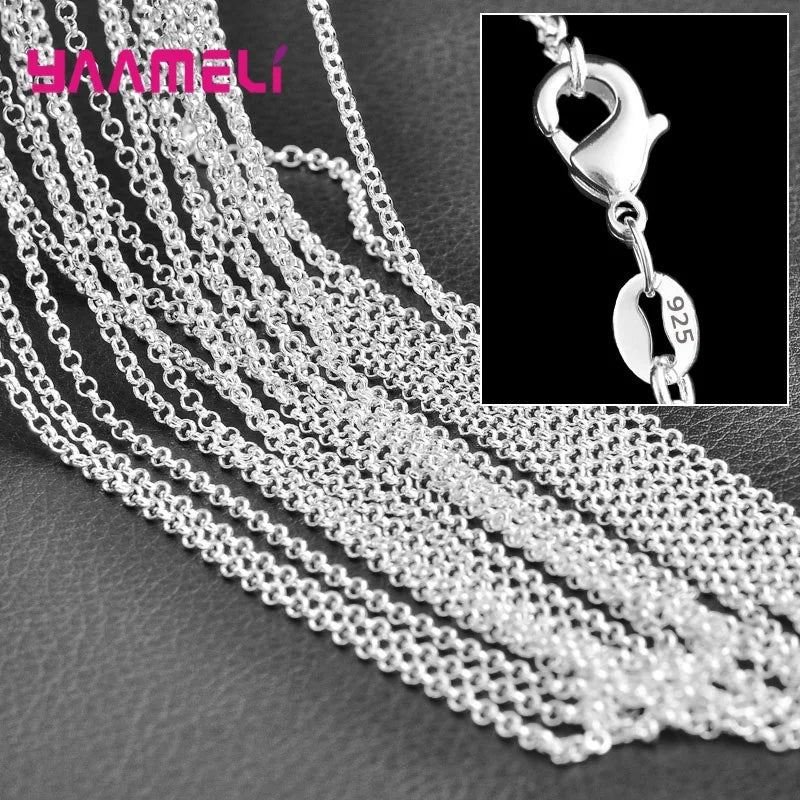 5PCS Authentic 925 Sterling Silver Chain Necklaces | Solid Silver Chains with Lobster Clasps for Men & Women 16–30 Inch