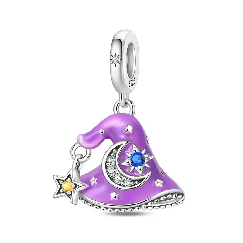 925 Sterling Silver Halloween Charms | Skull, Pumpkin, Bat, Ghost & Coffin Luminous Beads Fit Pandora Bracelet DIY Jewelry Gift