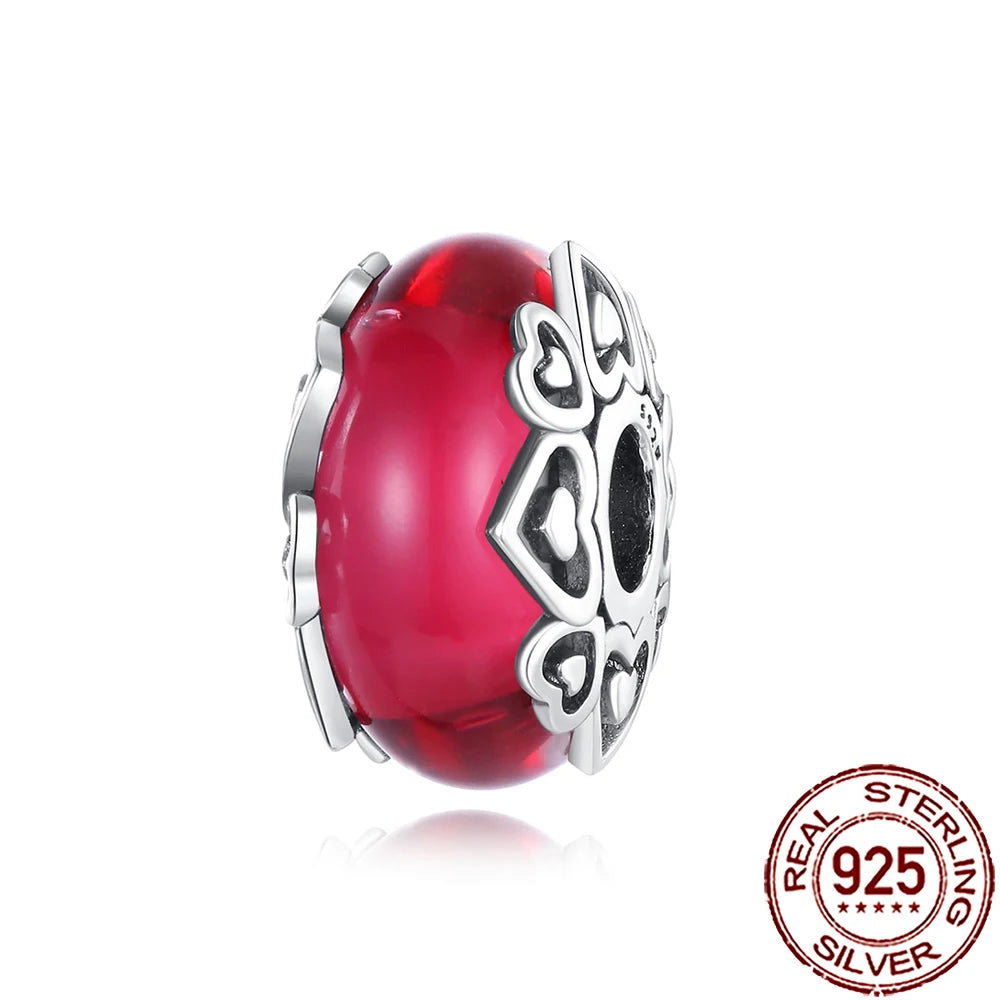 New 925 Sterling Silver Pink Daisy Murano Glass Charm | Cold Enamel Bead Fit Pandora Bracelet & Necklace