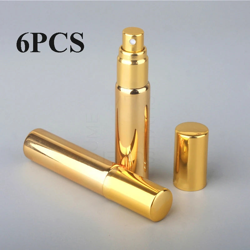 6PCS 5ML/10ML Portable UV Glass Perfume Bottles – Refillable Mini Spray Bottles with Aluminum Atomizer | Travel Size