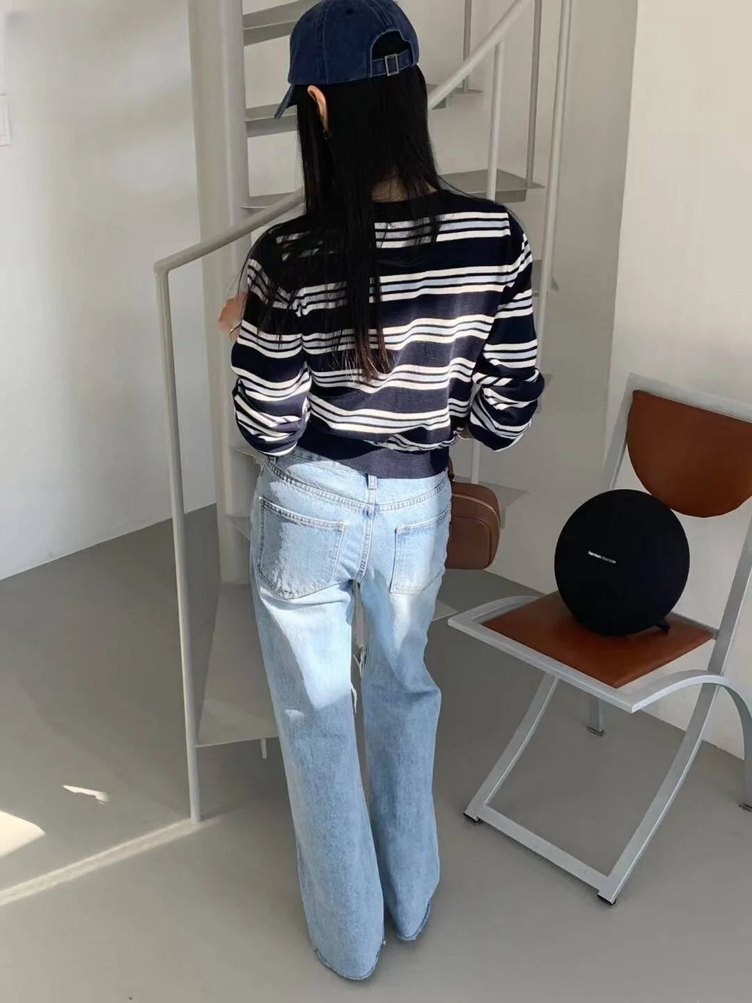 Women's Striped Knitted Cardigan | Chic Spring Button-Up Sweater | Soft Classic Open Front Knitwear