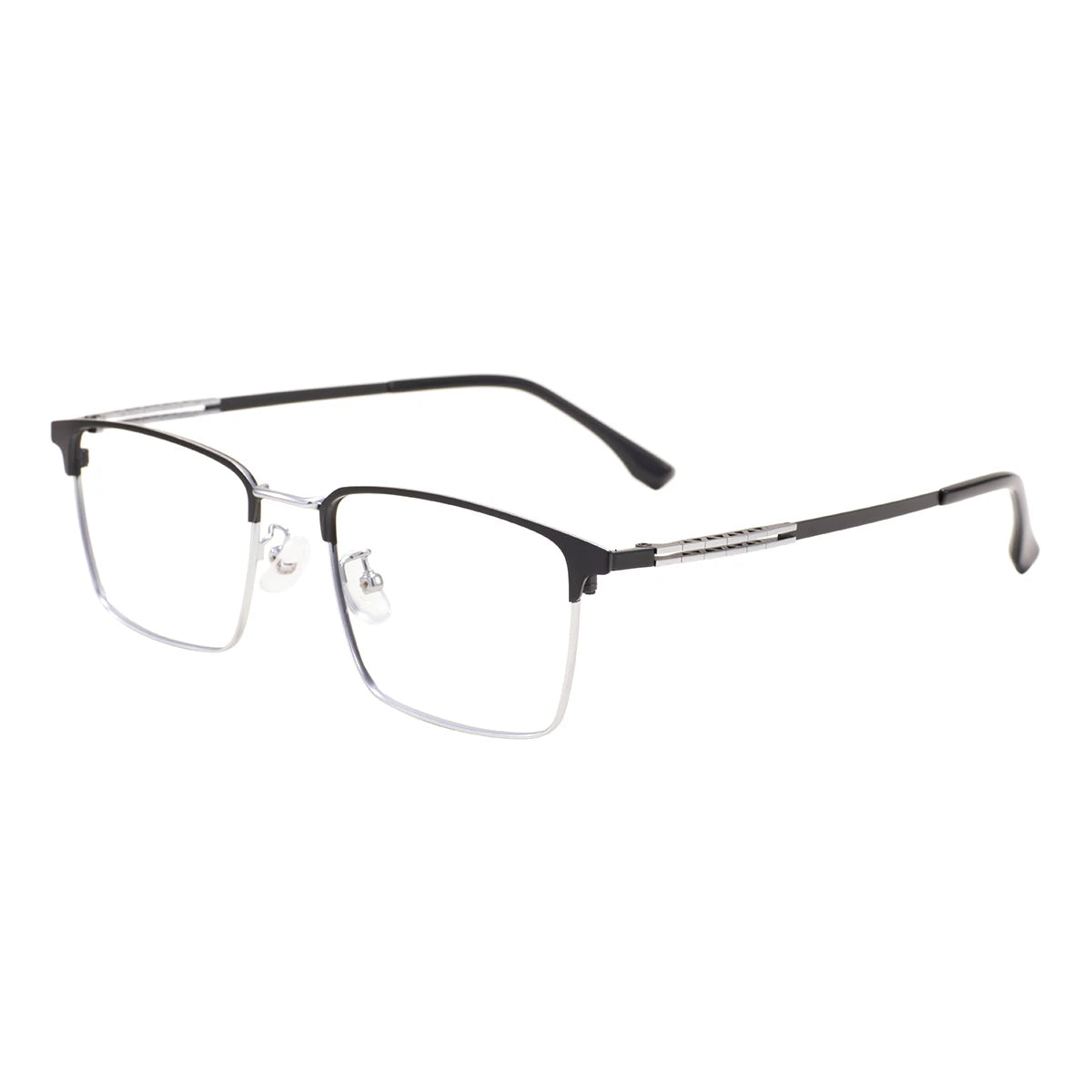 Rectangular Metal Browline Glasses Frame – Comfortable Large Full Rim Business Eyewear for Men