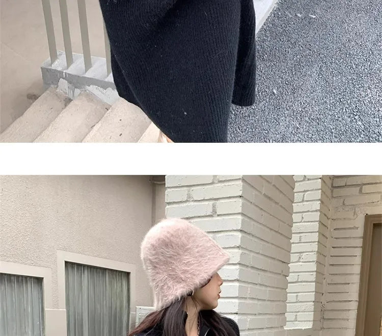 Autumn Winter Knitted Zipper Collar Dress for Women – Long Sleeve Loose Fit Pure Color H-Shape Casual Warm Dress