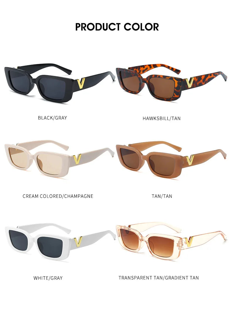 Retro Rectangle Sunglasses for Women – Brand Designer Vintage Small Frame Luxury Sun Glasses | Classic Black Square