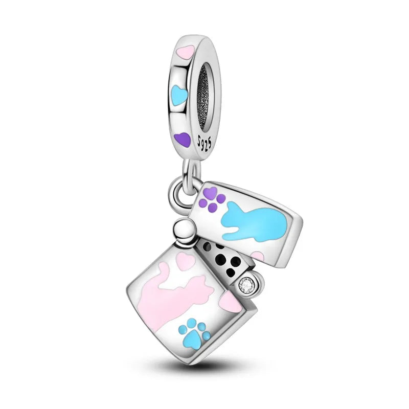 925 Sterling Silver Funny Playable Charms Beads | Smart Watch Tarot Bike Travel Dangle Fit Pandora Bracelet DIY Jewelry