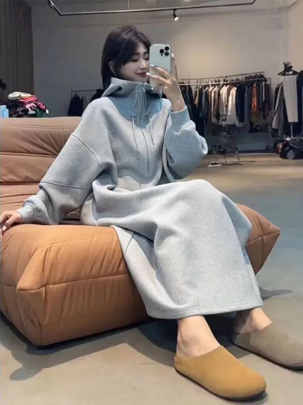 plus Size Materni Dr Sweatirt Dr Autumn Winter Straight Cut Long Dr Women's Lazy Sle 300 Pou Fat MM