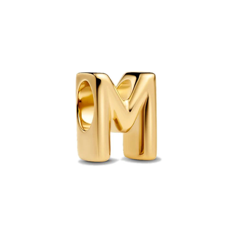 925 Sterling Silver Gold A–Z Alphabet Letter Charms | Exquisite Pendant Beads Fit Original Bracelet Women DIY Jewelry