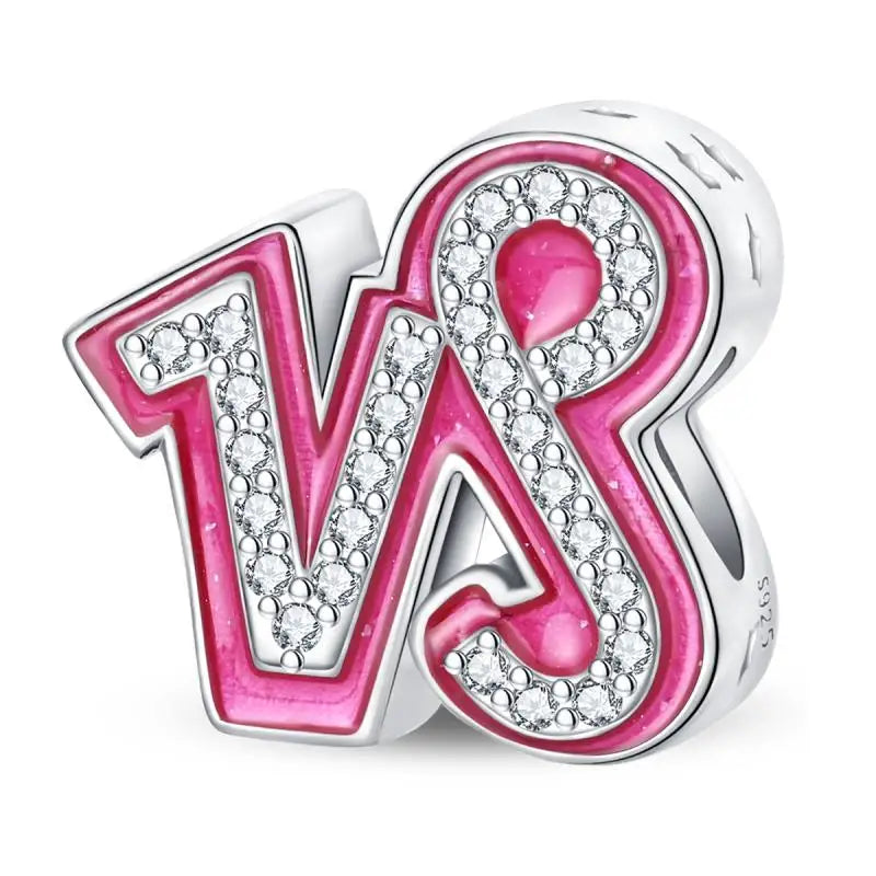 925 Sterling Silver Pink Zircon 12 Zodiac Signs Charms | Fit Original Pandora Bracelets DIY Jewelry Gift for Women