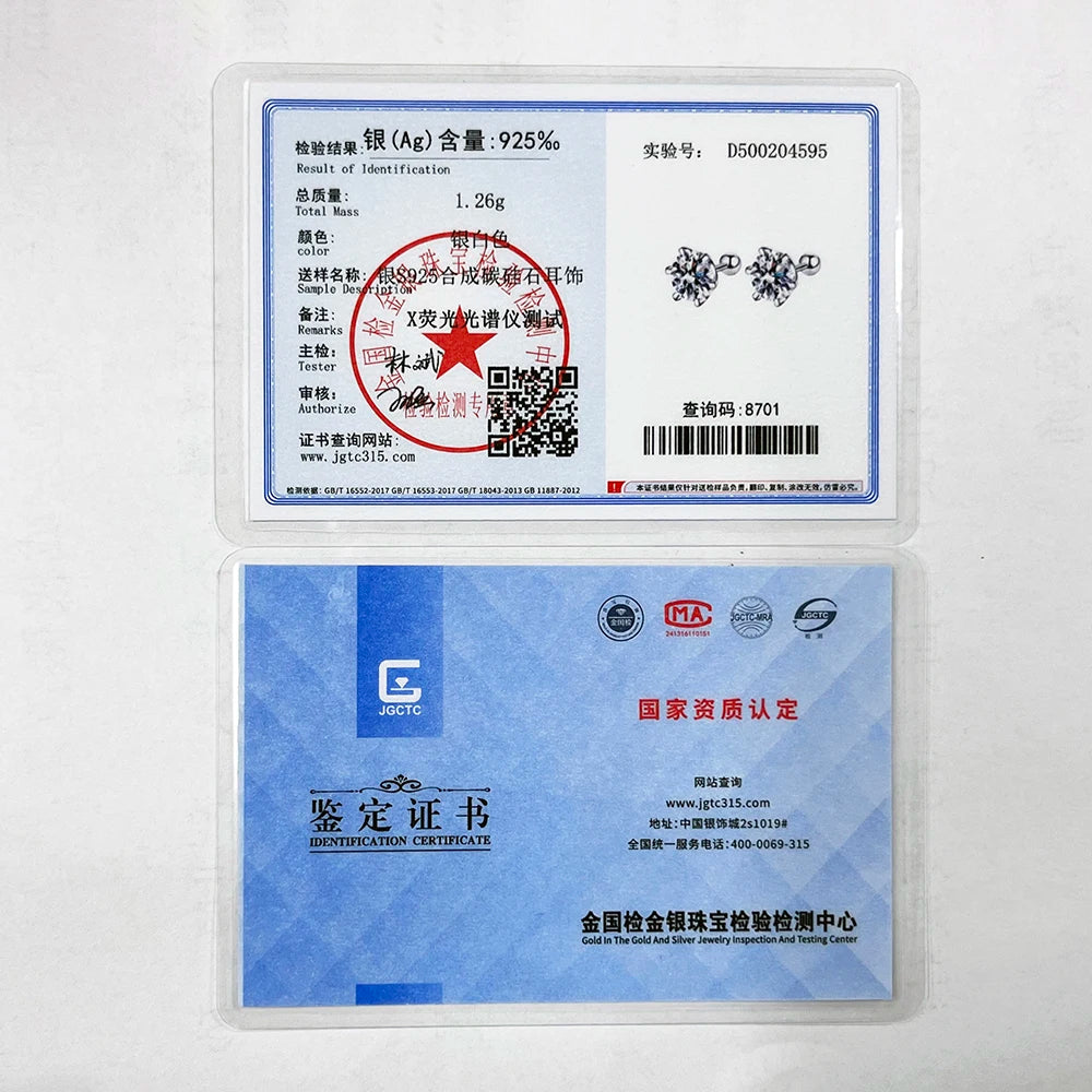 BIJOX STORY 925 Sterling Silver Moissanite Screw Stud Earrings – D Color Diamond Wedding Jewelry