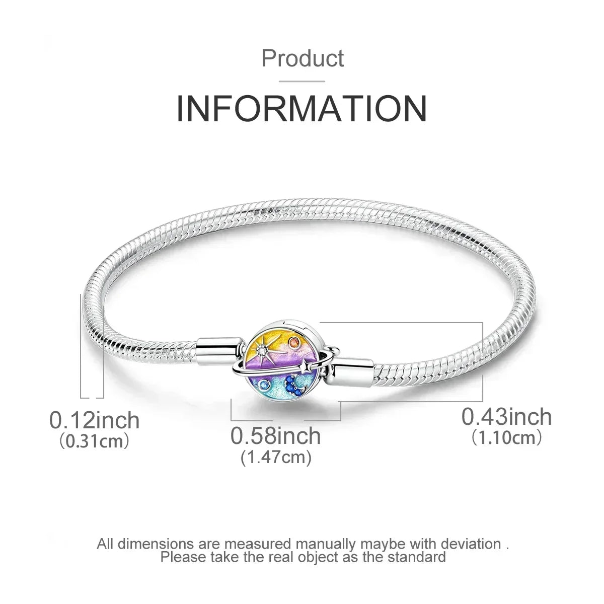 925 Sterling Silver Heart & Star Moon Bracelet | Pave Zirconia Snake Chain, Cat Claw Love Bangle for DIY Jewelry