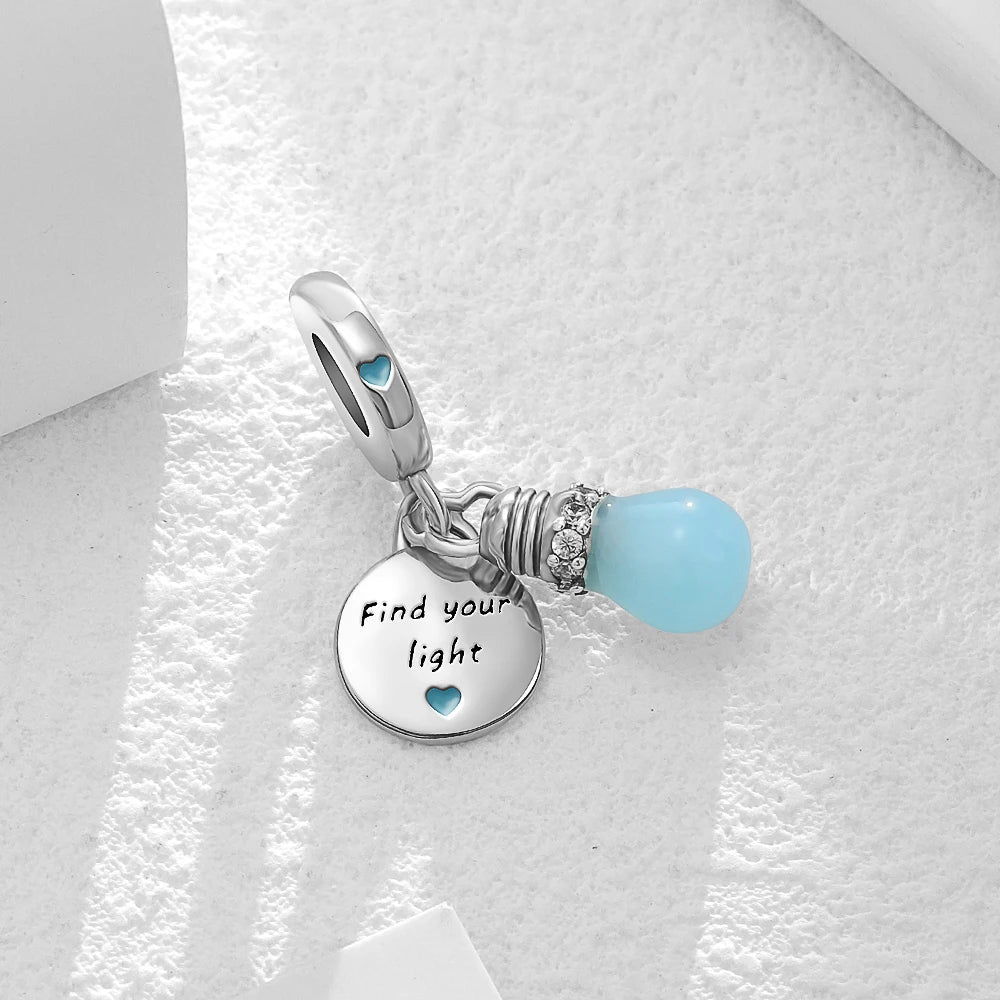 925 Sterling Silver Firefly Light Bulb Pendant | Fits Original Bracelet & Necklace | DIY Jewelry Charm for Women