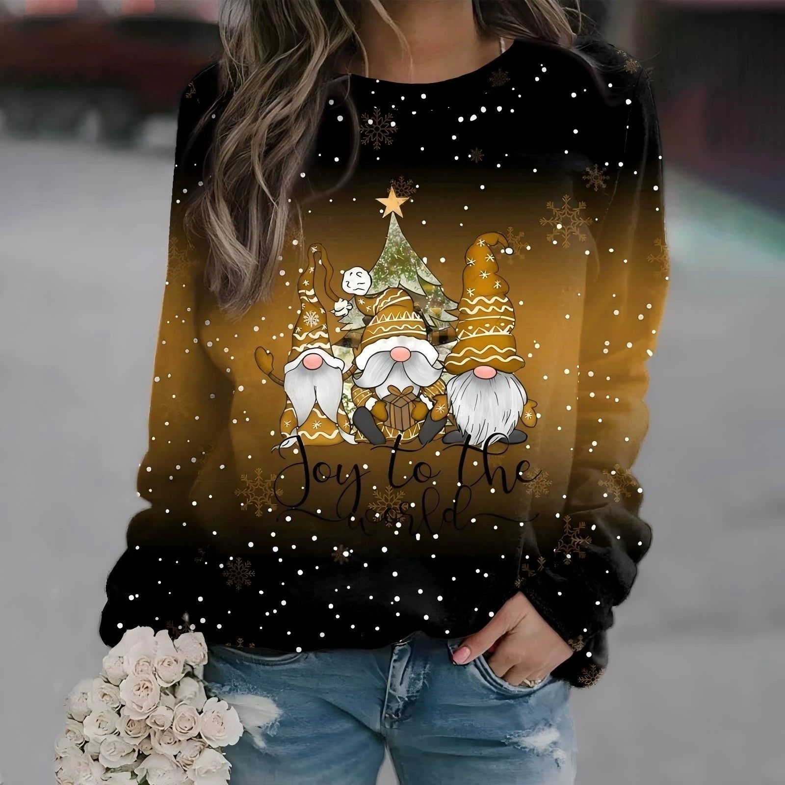 Festival Fashion Women’s T-Shirts | Christmas 3D Snowman Sweatshirt | Long Sleeve Pullover Tops for Winter