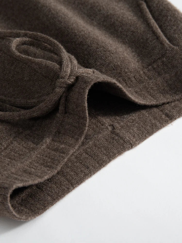 100% Cashmere High Waist Wide Leg Pants | Winter Warm Solid Trousers | Casual Korean Women’s Pants