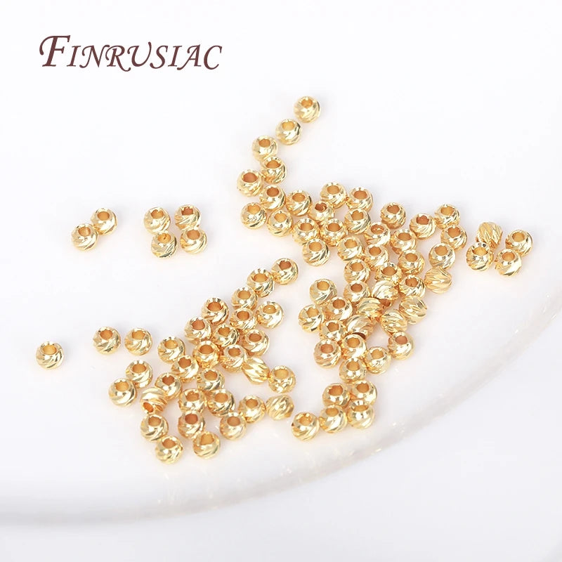 18K Gold Plated Brass Spacer Beads – Cut Pattern Round Stripe Separators for DIY Jewelry Making Accessories