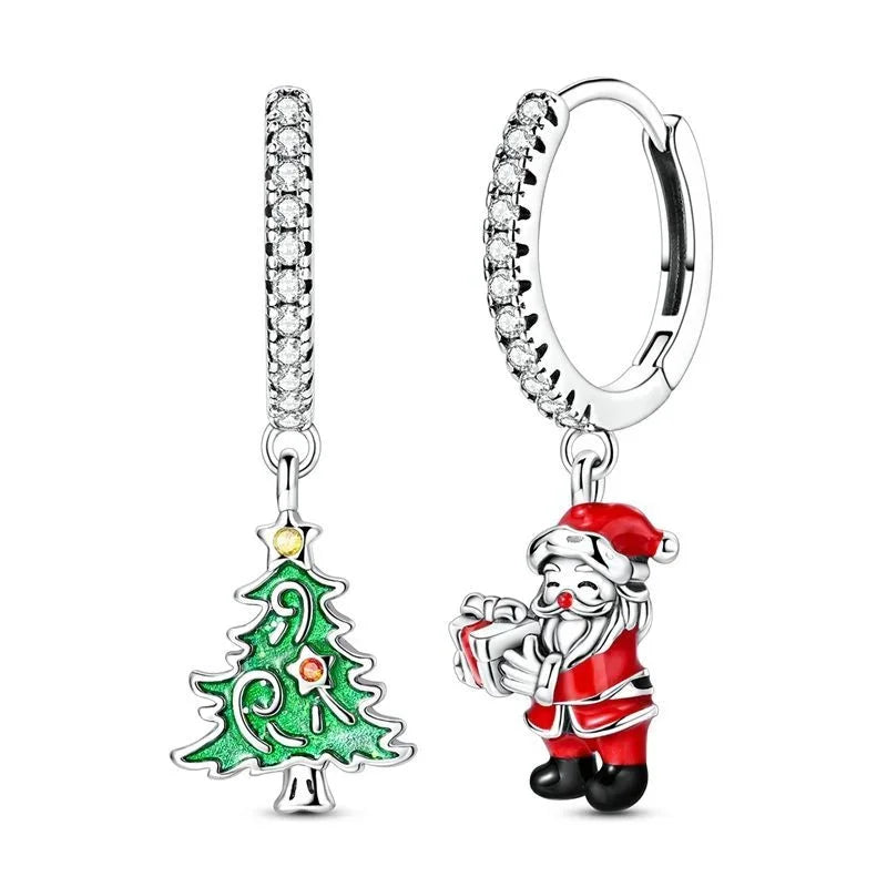 Christmas 925 Sterling Silver Charms | Santa Claus Reindeer Snowman Tree Beads Fit Original Bracelet