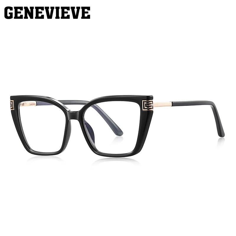 GENEVIEVE Personalized Large Frame Square Anti-Blue Light Reading Glasses – Women’s Photochromic Custom Prescription Eyewear