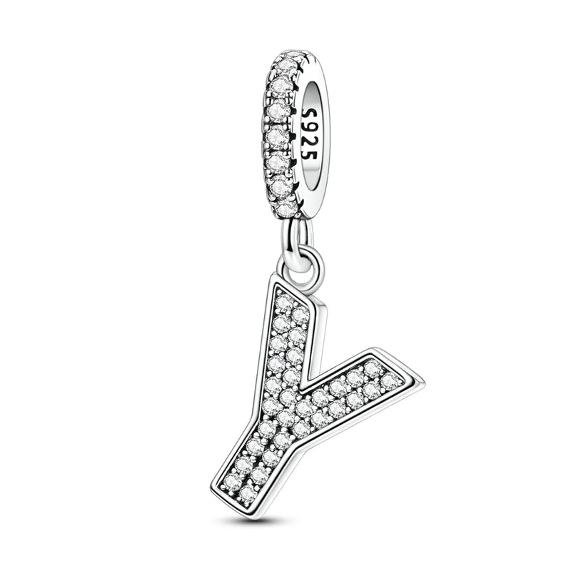 New 26 A–Z Letter Charms Beads 925 Sterling Silver | Alphabet Pendant Fit Original Bracelet Women Jewelry Gift
