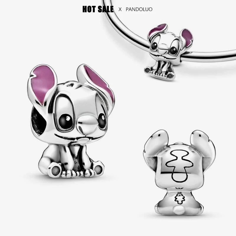 New Halloween Disney Cheshire Cat & Stitch Charm Beads – Fit Original Pandora Bracelet & Necklace, Women’s Holiday Jewelry Gift