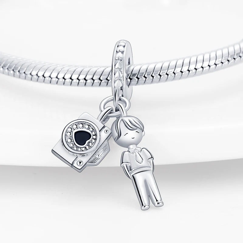 925 Sterling Silver Sweetheart Sister Charm | Fit Original Pandora & 3mm Bracelets DIY Jewelry Gift for Women