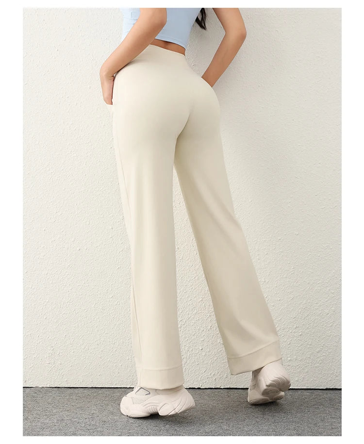 Women’s Loose Straight Sweatpants | Casual Wide Leg Running Pants | Drawstring Yoga Leggings with Side Pockets