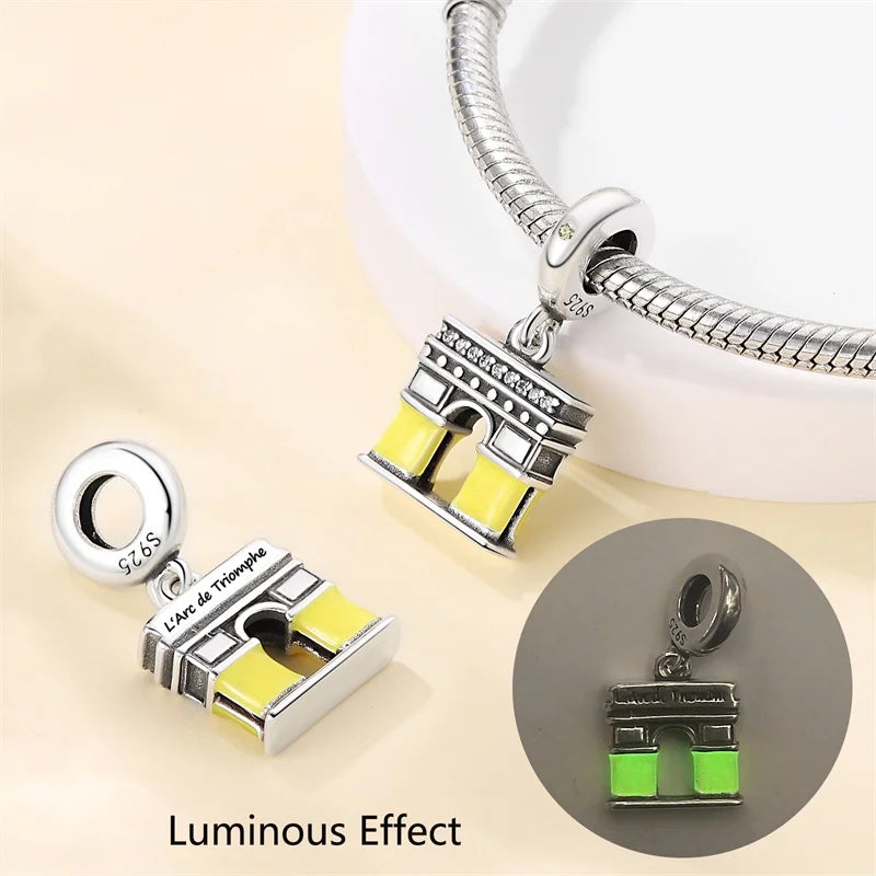 925 Sterling Silver Travel & Luggage Attractions Zircon Charm Beads | Fit Pandora Bracelet