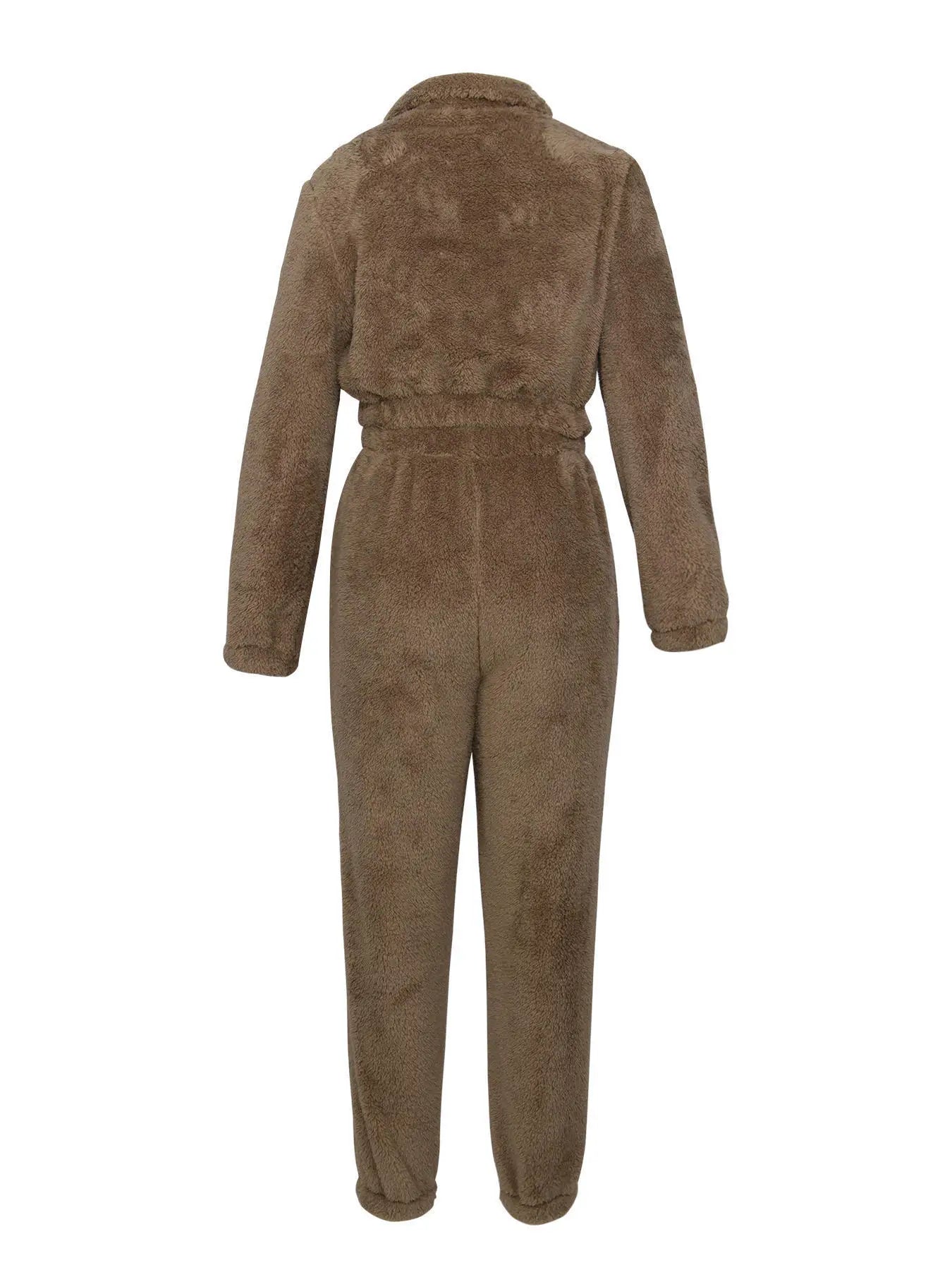Winter Plush Two-Piece Set for Women – Warm Zipper Lapel Pullover & Elastic Waist Trousers Casual Home Suit ❄️✨