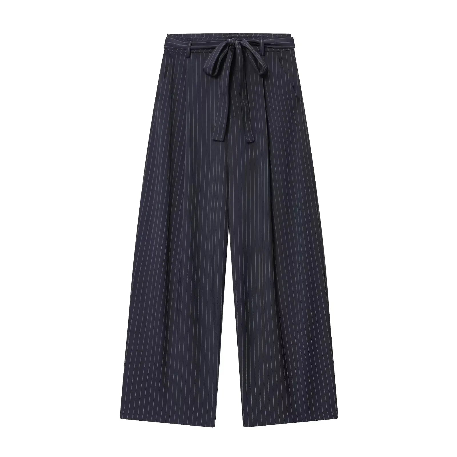 KONDALA Vintage Striped Print Women Suit – V-Neck Slim Vest + High Waist Wide-Leg Pants 2025 Autumn Office Set 🍂👩‍💼✨