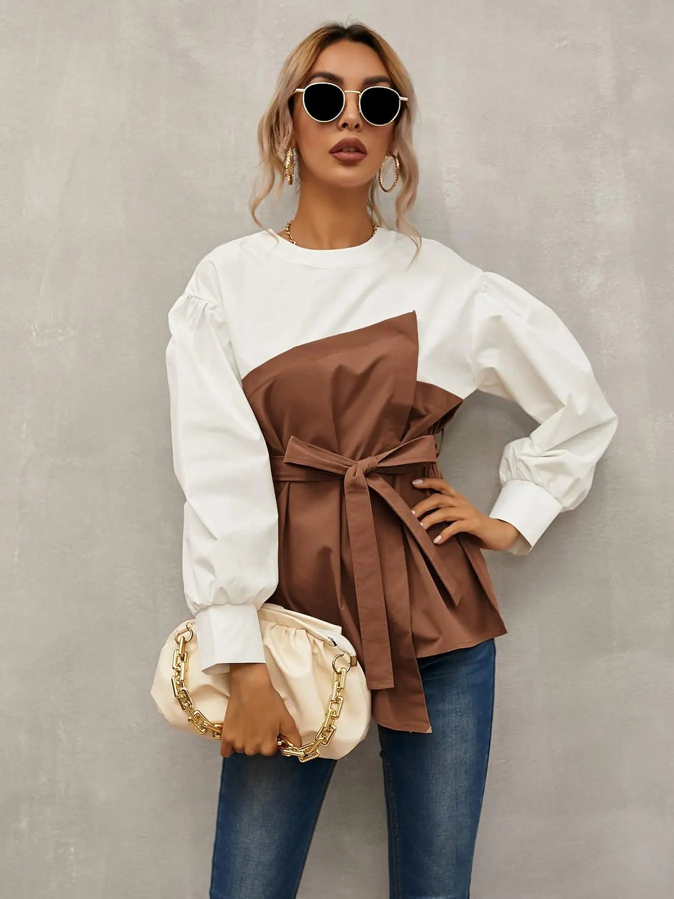 Women’s Casual Woven Shirt – Fall & Winter Fitted Top | Moderate Fabric Thickness for Daily Wear