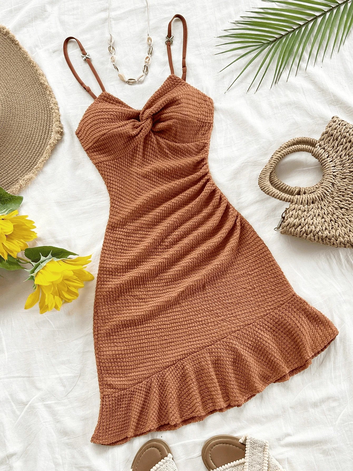 Women’s Sexy Halter Dress – Tight Slimming Ruffled Hip-Hugging Short Dress
