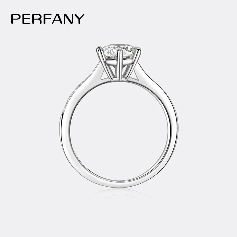 PERFANY 0.5–3CT Moissanite Ring S925 Silver | Women’s Sparkling Engagement & Wedding Jewelry