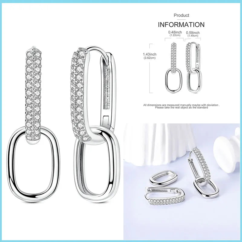 2025 925 Sterling Silver Hoop Earrings for Women | Drop Stud Fine Jewelry Engagement & Anniversary Gift