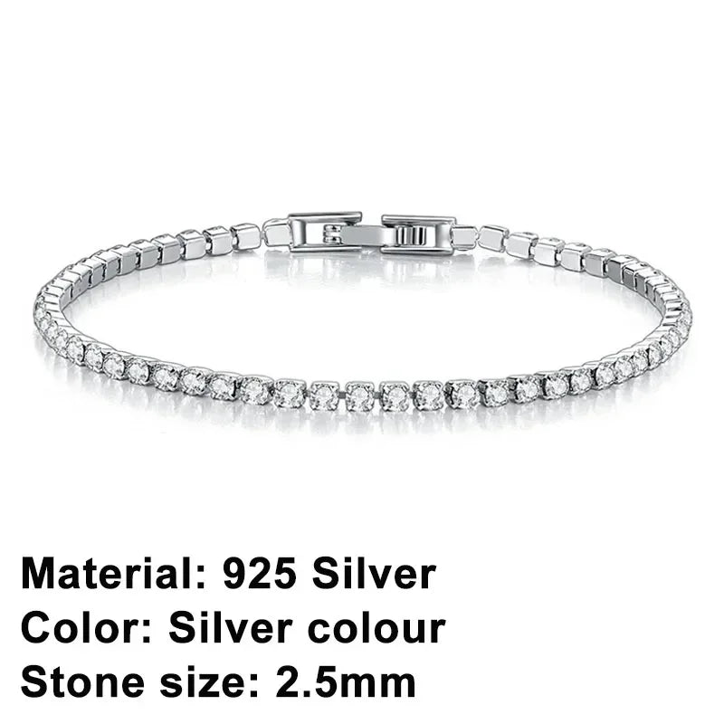 925 Sterling Silver Rose Gold Tennis Bracelet | Sparkling Cubic Zirconia Luxury Crystal Jewelry for Women