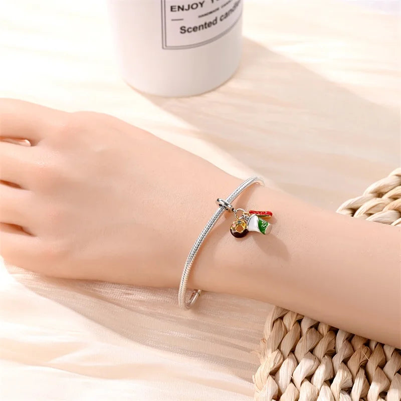 925 Sterling Silver Chocolate & Coffee Charm Beads | Fits Original Pandora Bracelet | DIY Jewelry Souvenir Gift