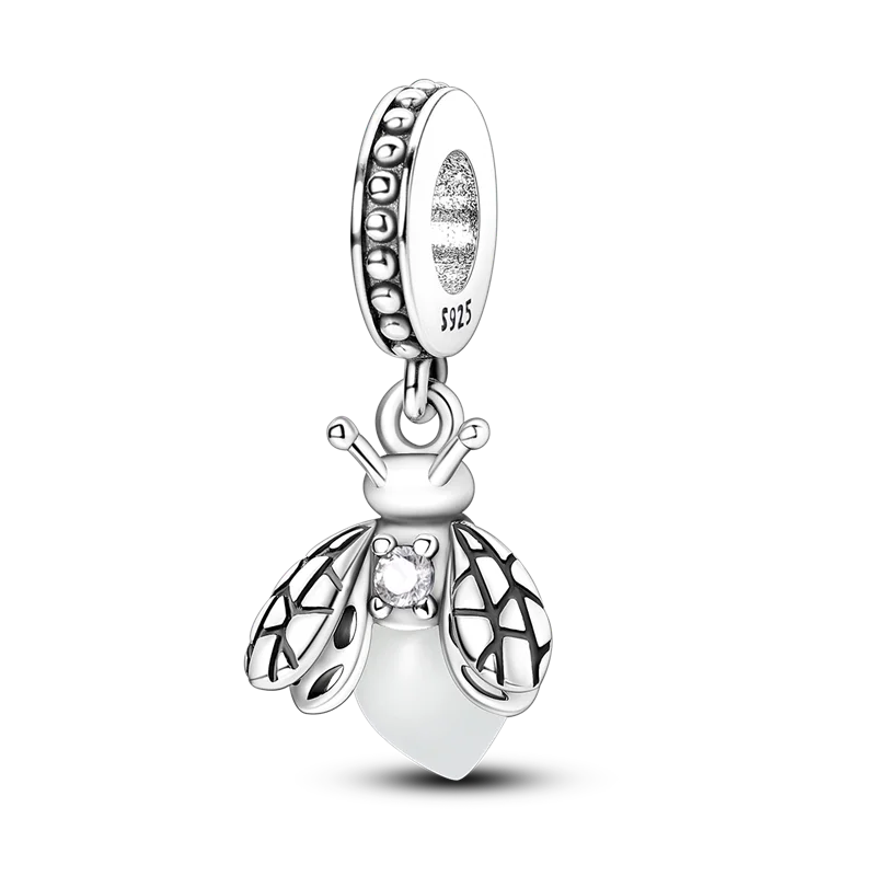 2025 Hot Sale 925 Sterling Silver Pink Butterfly Luminous Firefly Charm | Dangle Bead Fit Bracelet Necklace DIY Jewelry