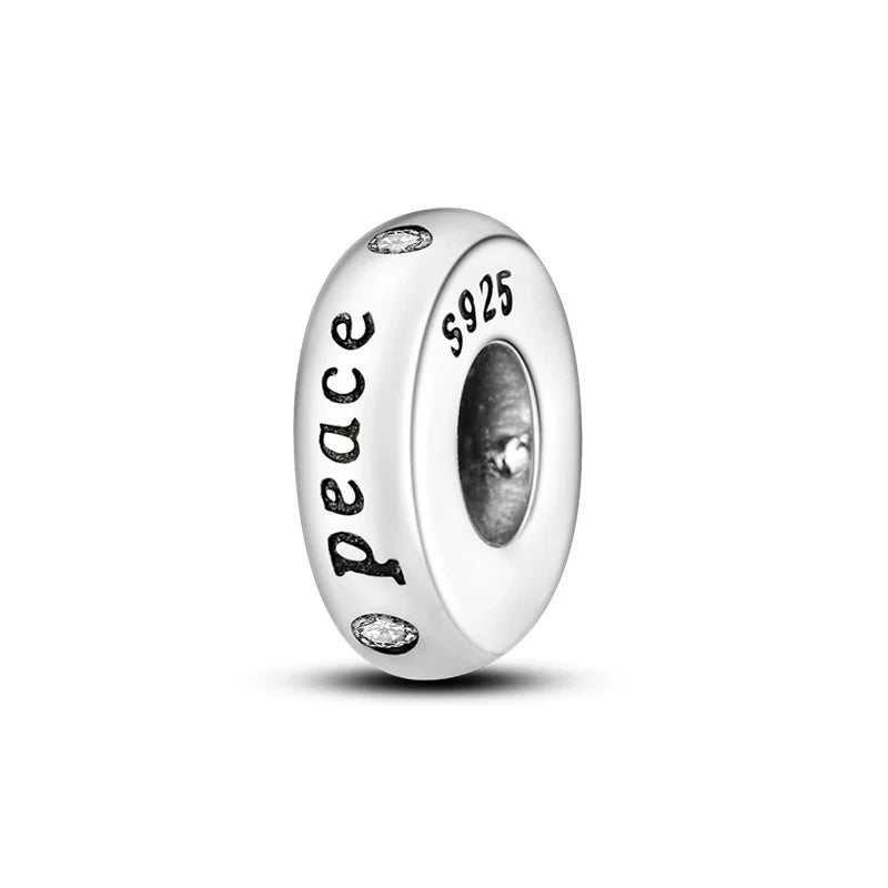 925 Sterling Silver Round Colored Zircon Spacer Beads – Fits Pandora Original Bracelets DIY Exquisite Party Jewelry