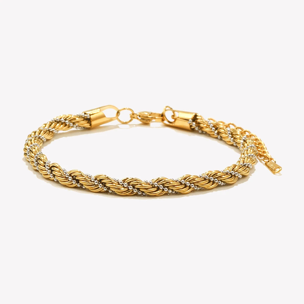 E.B.belle Mixed Color Twisted Clip Bead Bracelet | PVD Plated Stainless Steel Women’s Anklet Chain Jewelry Accessory