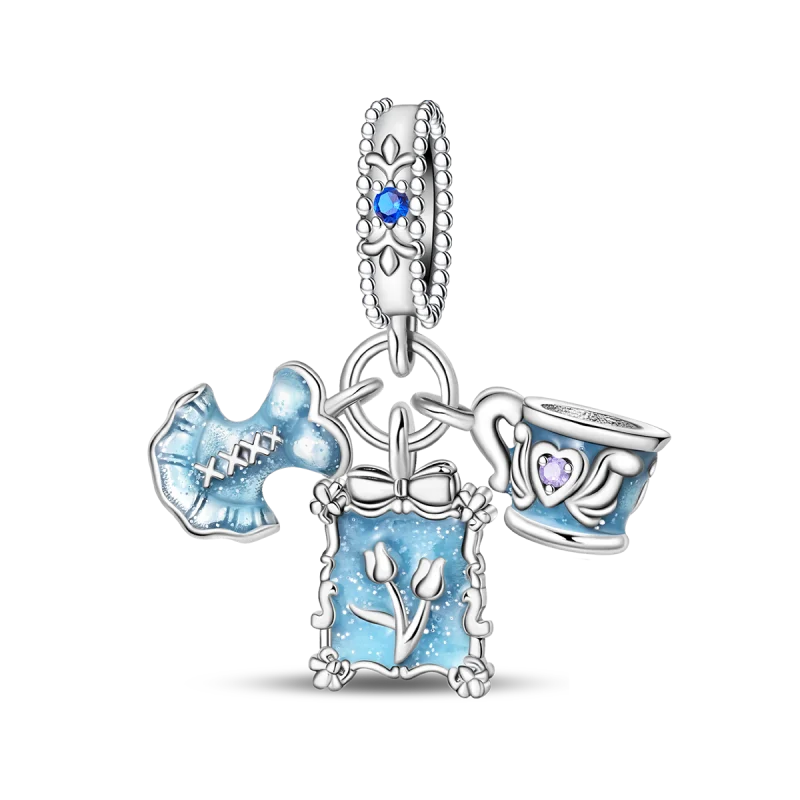 925 Silver Plated Magic Mirror Princess Angel Pink Charm Beads | Fits Original Pan 925 Bracelet | Exquisite DIY Jewelry