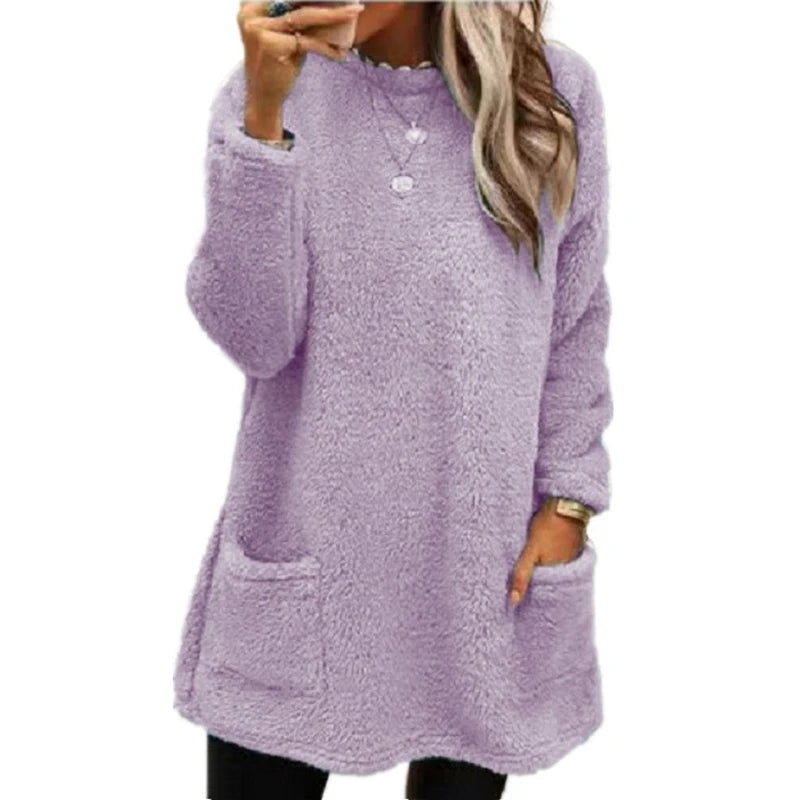 2024 Women’s Winter Warm Fleece Hoodie | Thick Streetwear Loose Casual Hooded Sweatshirt