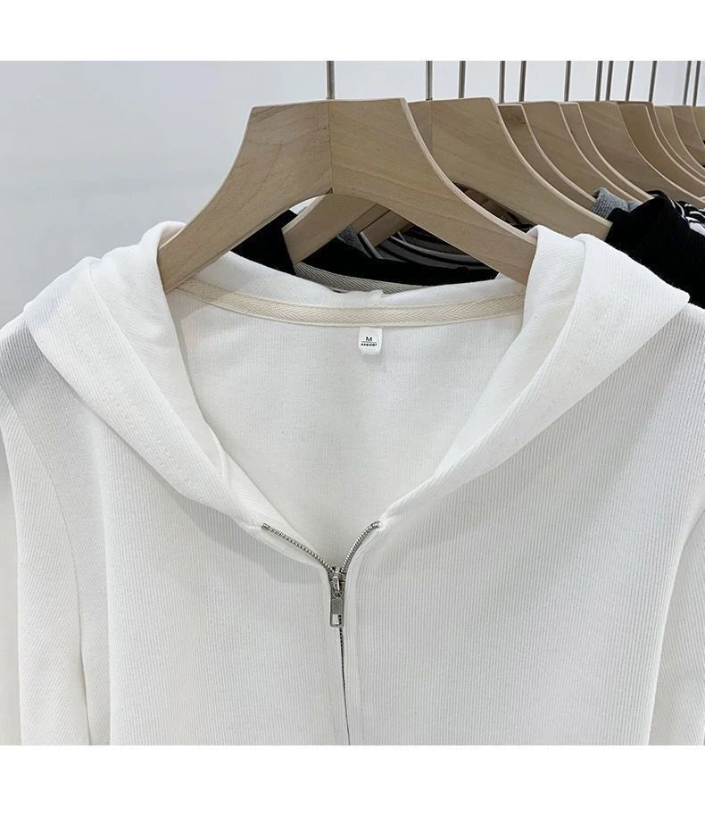 ✨ Design Sensation Women’s Short Knitted Hat & Double Zipper Cardigan 🧶 Pure Color Korean Style Long Sleeve Spring Autumn Fashion