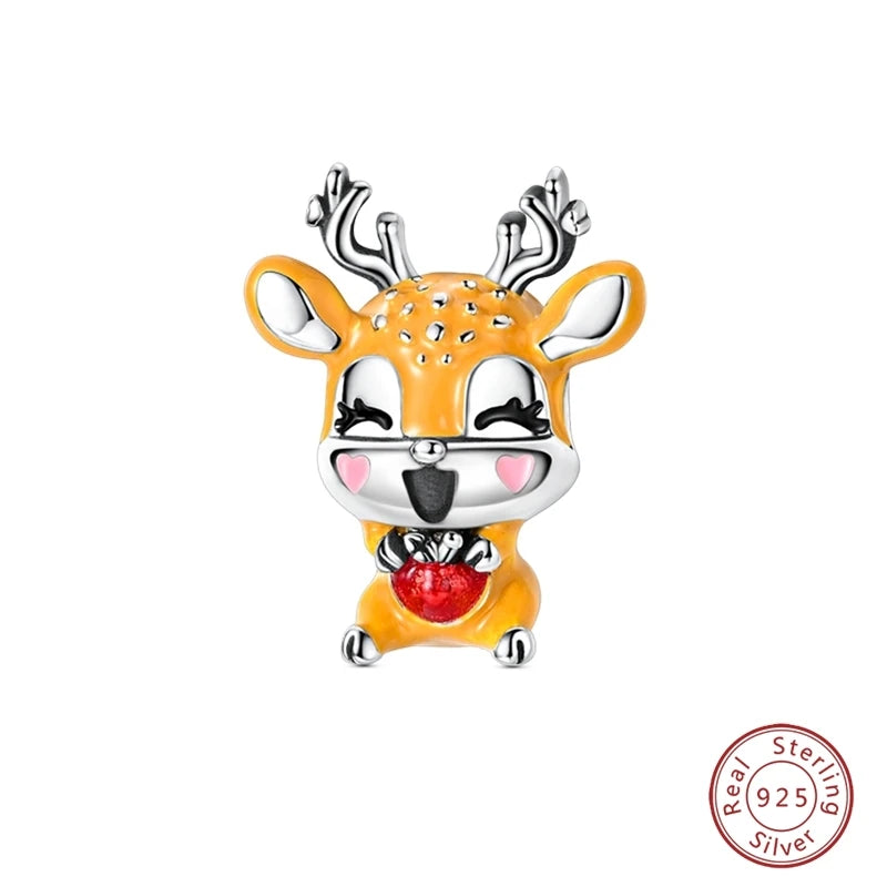 925 Sterling Silver Animal & Love Charms | Cat, Elephant, Bear, Swan & Easter Egg Beads Fit Original 3mm Bracelets DIY Jewelry