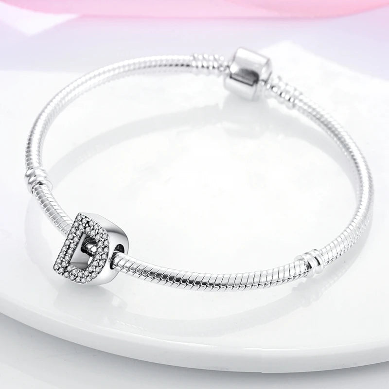 925 Sterling Silver A–Z Alphabet Letter Charms | 26 Letters Beads Fit Original Bracelet DIY Jewelry Making Gift
